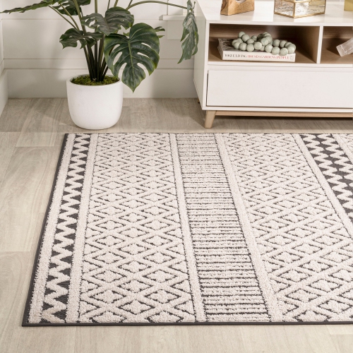 Tapis moderne Ormond, treillis géométrique haut-bas