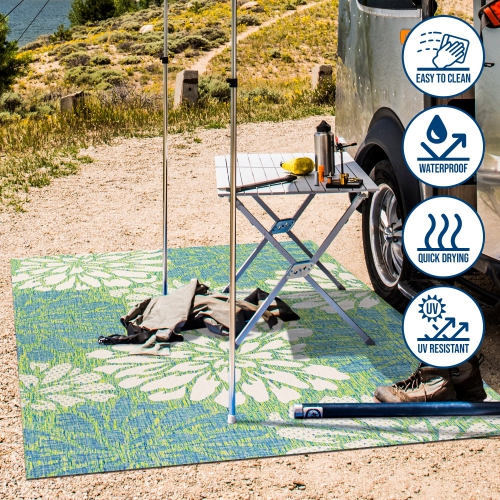 Zinnia Modern Floral Textured Weave Indoor/Outdoor Area Rug