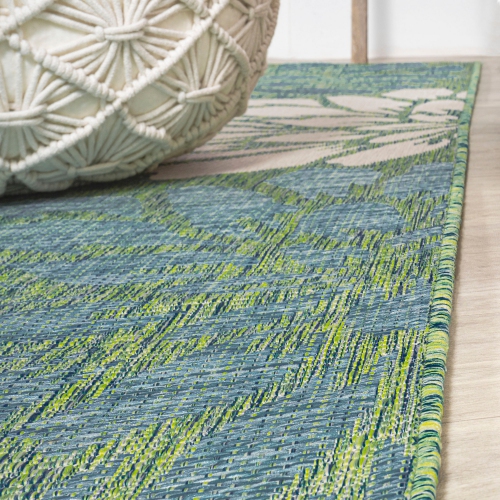 Zinnia Modern Floral Textured Weave Indoor/Outdoor Area Rug