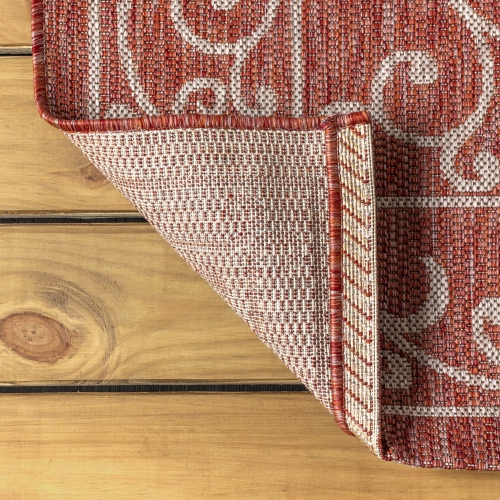 Charleston Vintage Filigree Textured Weave Indoor/Outdoor Round Rug