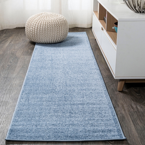 Haze Solid Low Pile Area Rug Classic Blue