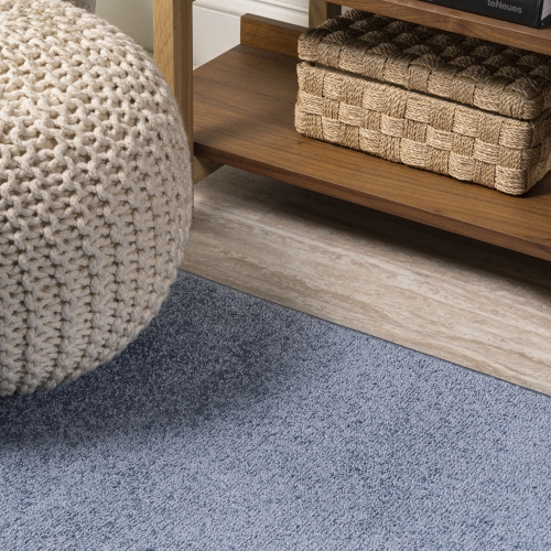 Haze Solid Low Pile Area Rug Classic Blue