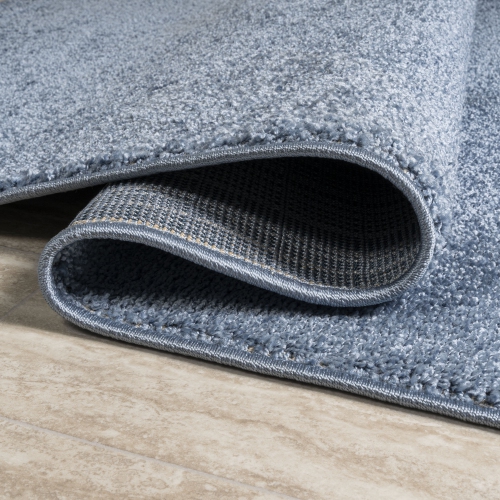 Haze Solid Low Pile Area Rug Classic Blue