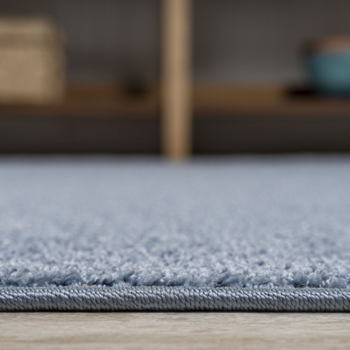 Haze Solid Low Pile Area Rug Classic Blue
