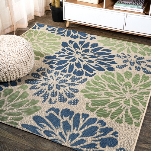 Zinnia Modern Floral Textured Weave Indoor/Outdoor Area Rug