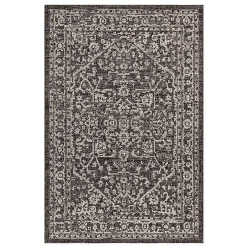 Tapis d'intérieur/d'extérieur à motif de médaillon Malte Bohemian texturé