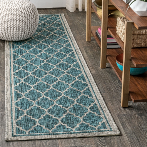 Tapis d'intérieur/d'extérieur Trebol Moroccan Trellis Textured Weave