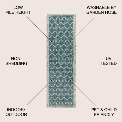 Tapis d'intérieur/d'extérieur Trebol Moroccan Trellis Textured Weave