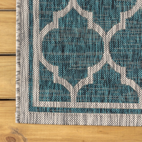 Tapis d'intérieur/d'extérieur Trebol Moroccan Trellis Textured Weave
