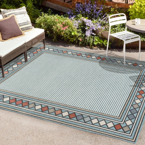 Sebastian High-Low Modern Diamond Border Area Rug