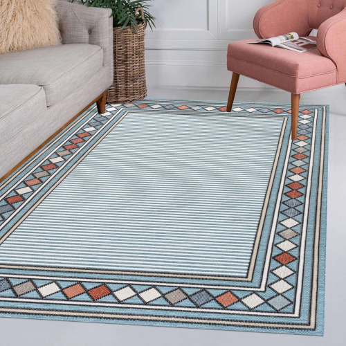 Sebastian High-Low Modern Diamond Border Area Rug