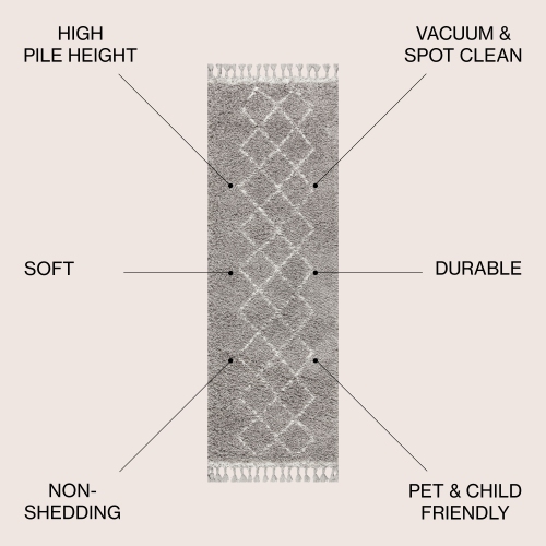 Beautiful Mercer Shag Plush Tassel Moroccan Tribal Geometric Trellis Area Rug