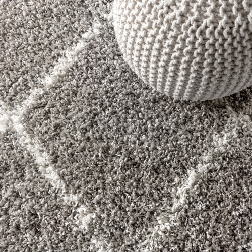 Beautiful Mercer Shag Plush Tassel Moroccan Tribal Geometric Trellis Area Rug