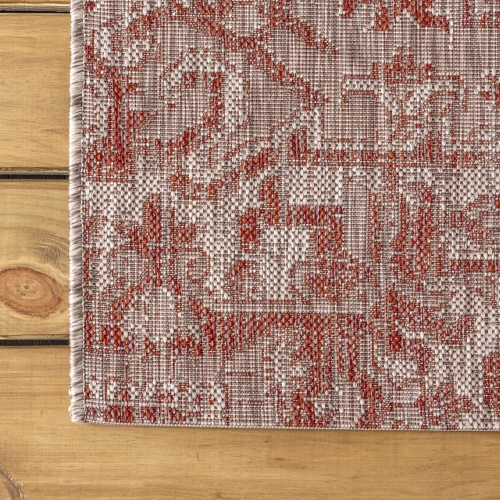 Tapis d'intérieur/d'extérieur à motif de médaillon de Bohemian Estrella, tissage texturé