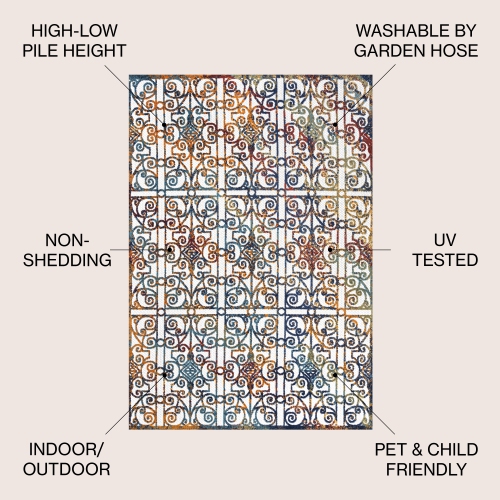 Tapis d'intérieur/d'extérieur Cetara Ornate Trellis