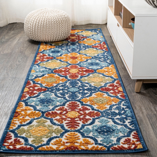 Cassis Ornate Ogee Trellis High-Low Indoor/Outdoor Area Rug