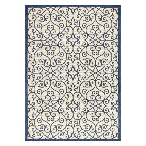 Tapis d'intérieur/d'extérieur en filigrane texturé de style rétro de Madrid