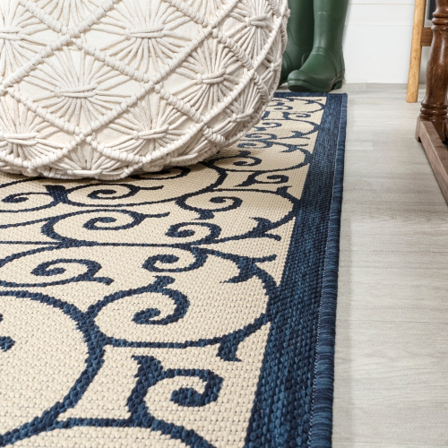 Tapis d'intérieur/d'extérieur en filigrane texturé de style rétro de Madrid