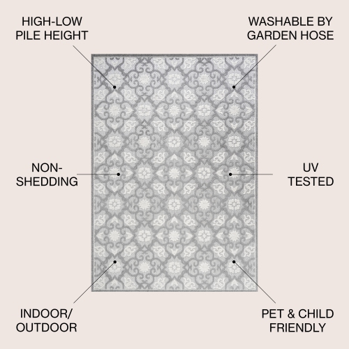 Gallia Tile Trellis High-Low Indoor/Outdoor Area Rug
