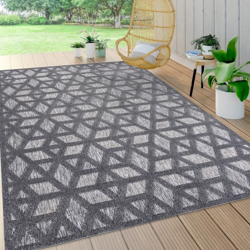 Talaia Neutral Geometric Indoor/Outdoor Area Rug