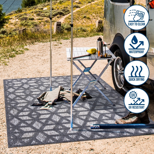 Talaia Neutral Geometric Indoor/Outdoor Area Rug