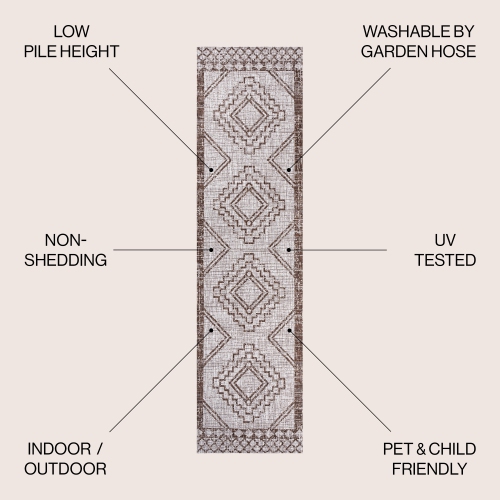 Tapis d'intérieur/d'extérieur à motif de médaillon tribal en diamant de Marokko