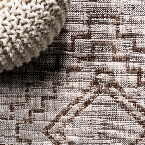 Tapis d'intérieur/d'extérieur à motif de médaillon tribal en diamant de Marokko