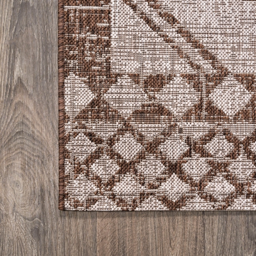 Tapis d'intérieur/d'extérieur à motif de médaillon tribal en diamant de Marokko