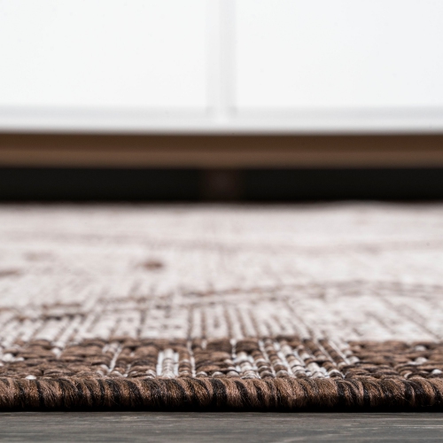 Tapis d'intérieur/d'extérieur à motif de médaillon tribal en diamant de Marokko