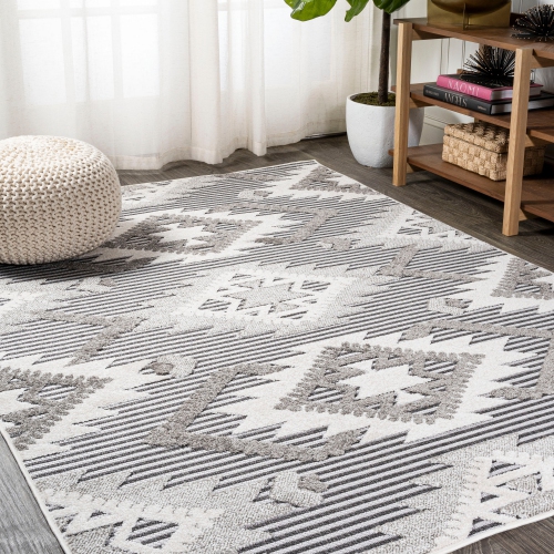 Tapis Sumak à motif de velours neutre et haut et bas, motif de losanges