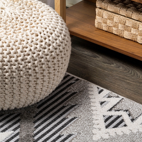 Tapis Sumak à motif de velours neutre et haut et bas, motif de losanges