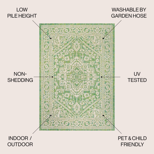 Tapis d'intérieur/d'extérieur Sinjuri à motif de médaillon texturé