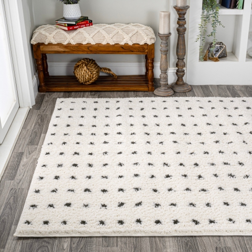 Pele Modern Geometric Dot Shag Area Rug