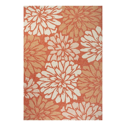 Image 1 de 10.. Tapis moderne tissé texturé à motif floral pour l'intérieur et l'extérieur Zinnia