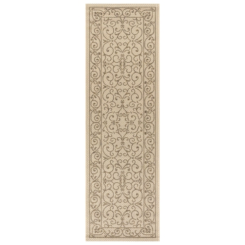 Tapis de corridor intérieur/extérieur à motif de filigrane style rétro Charleston
