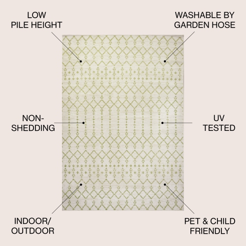 Ourika Moroccan Geometric Textured Weave Indoor/Outdoor Square Rug