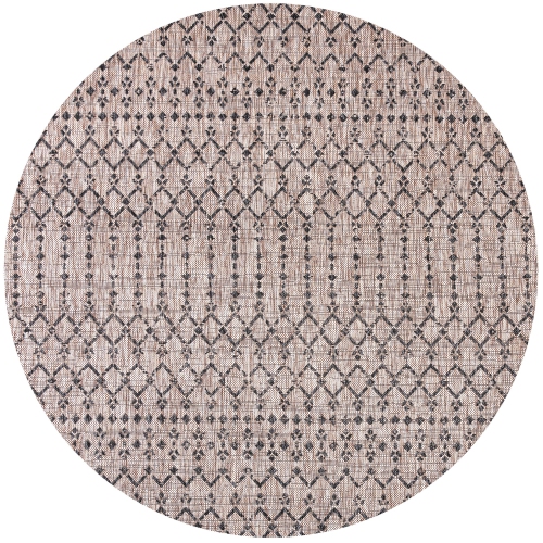 JONATHAN Y  Ourika Moroccan Geometric Textured Weave Indoor/outdoor Round Rug