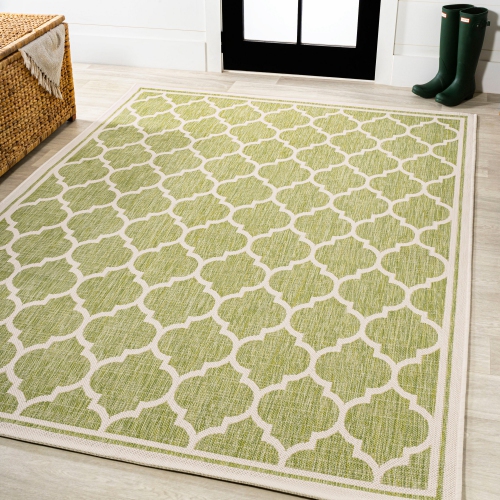 Tapis d'intérieur/d'extérieur Trebol Moroccan Trellis Textured Weave