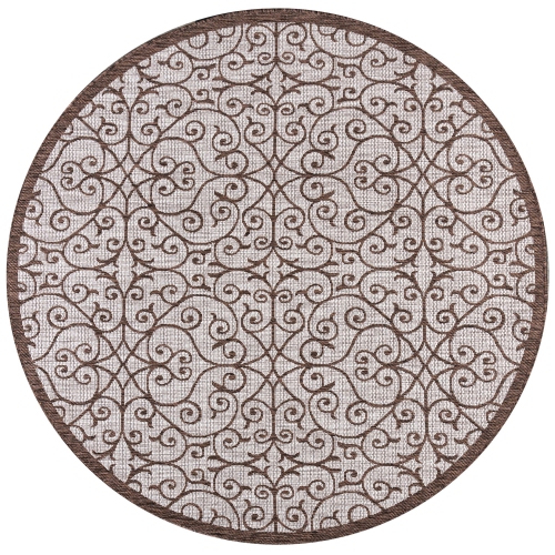 JONATHAN Y  Madrid Vintage Filigree Textured Weave Indoor/outdoor Round Rug