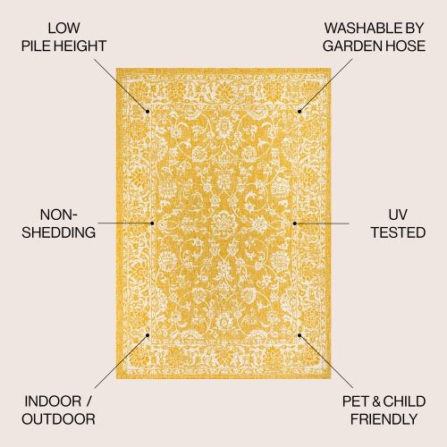 Tela Bohemian Textured Weave Floral Indoor/Outdoor Area Rug