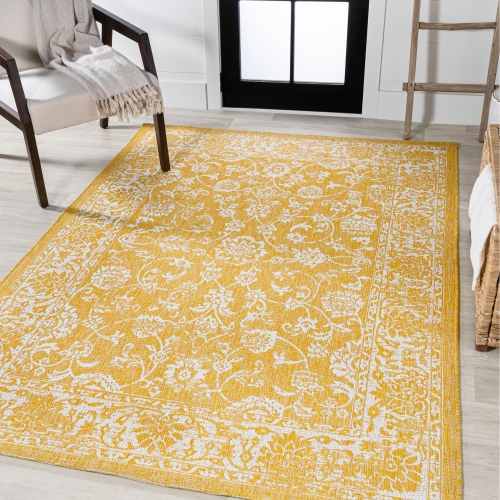 Tela Bohemian Textured Weave Floral Indoor/Outdoor Area Rug