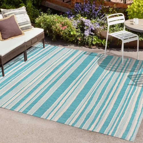 Tapis moderne Castara Wavy Stripe, intérieur/extérieur