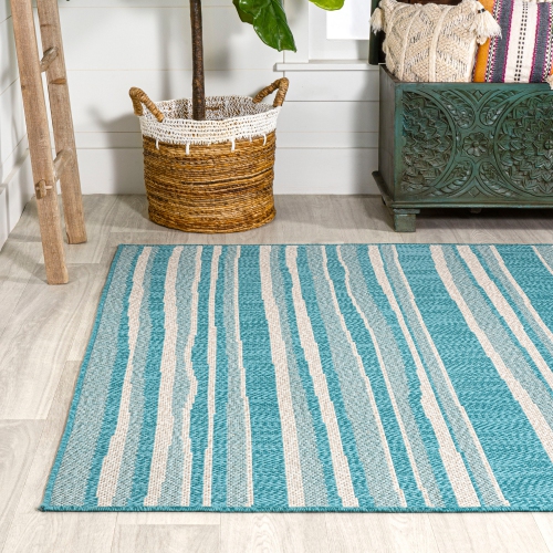 Tapis moderne Castara Wavy Stripe, intérieur/extérieur