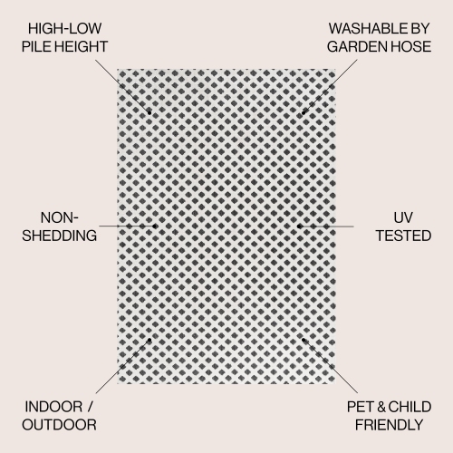 Tapis d'appoint en treillis à motif de petits diamants taille basse rabat