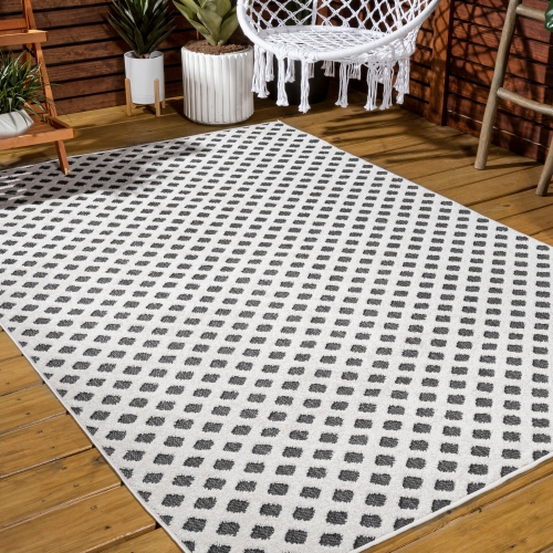 Tapis d'appoint en treillis à motif de petits diamants taille basse rabat
