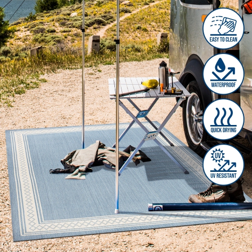 Tapis d'intérieur/d'extérieur à bordure diamant classique Lucia