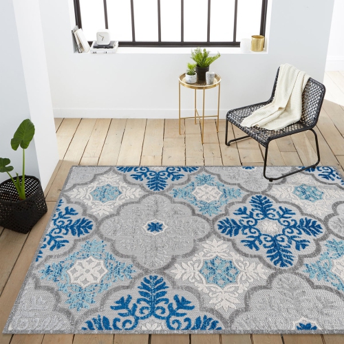 Tapis d'intérieur/d'extérieur Cassis Ornate Ogee Trellis haut-bas