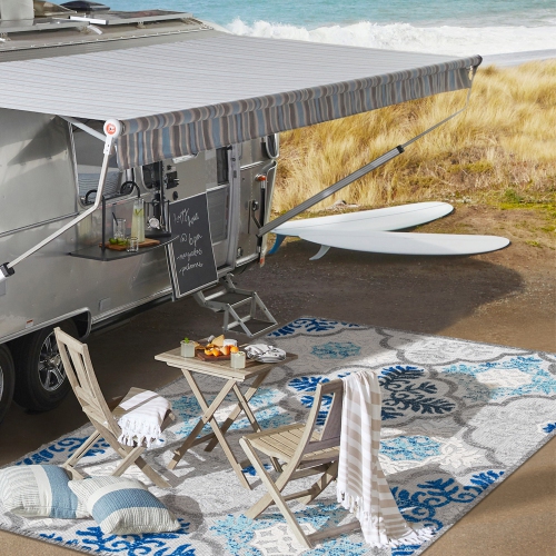 Tapis d'intérieur/d'extérieur Cassis Ornate Ogee Trellis haut-bas