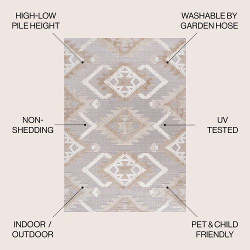 Tapis Sumak à motif de velours neutre et haut et bas, motif de losanges