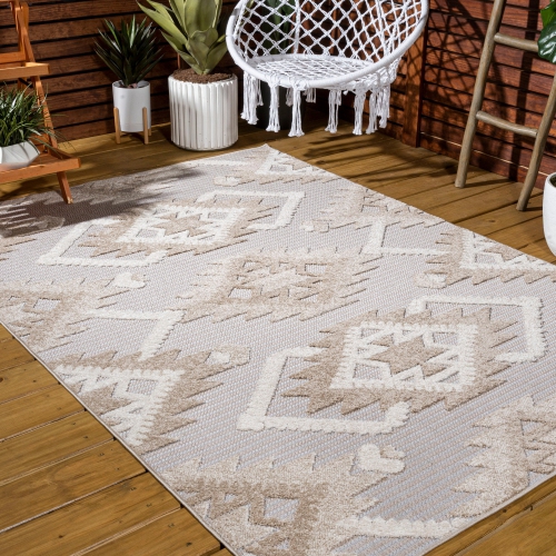 Tapis Sumak à motif de velours neutre et haut et bas, motif de losanges